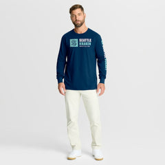 Seattle Kraken Fanatics Goal Crease Legacy Long Sleeve T-Shirt - Navy T-shirts