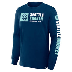 Seattle Kraken Fanatics Goal Crease Legacy Long Sleeve T-Shirt - Navy T-shirts