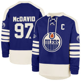Connor McDavid Edmonton Oilers '47 Player Name & Number Sweep Check Eternal Lacer Sweatshirt - Royal Sweatshirts