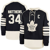 Auston Matthews Toronto Maple Leafs '47 Player Name & Number Sweep Check Eternal Lacer Sweatshirt - Navy Sweatshirts