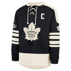 Auston Matthews Toronto Maple Leafs '47 Player Name & Number Sweep Check Eternal Lacer Sweatshirt - Navy Sweatshirts