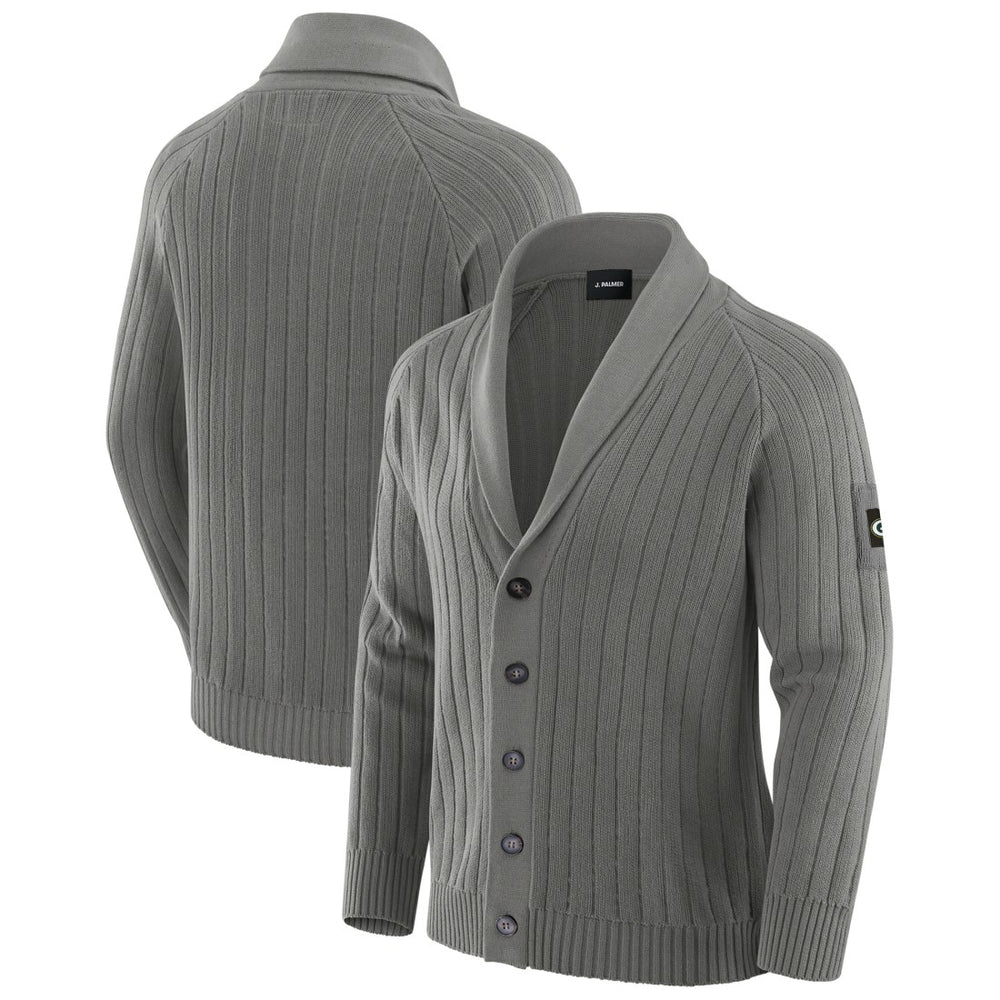 Green Bay Packers J. Palmer The Playmaker Cardigan Raglan Sweater - Graphite cheap