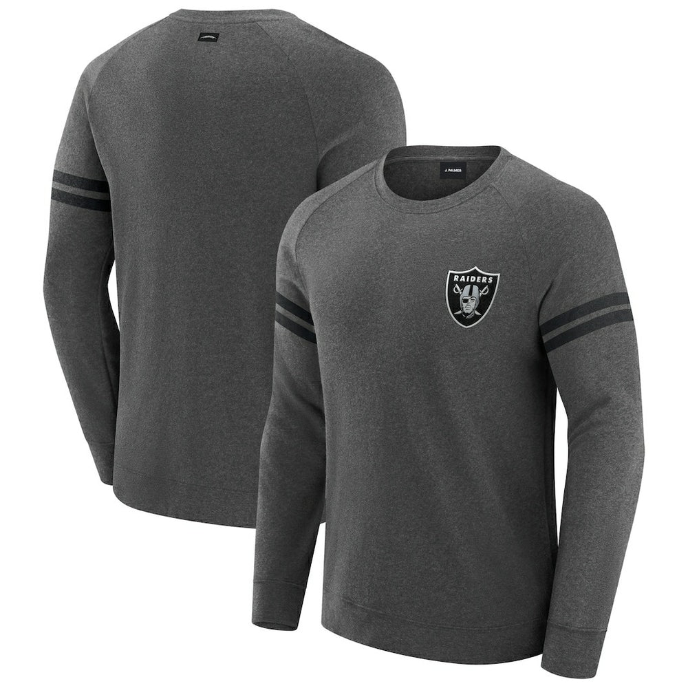 Las Vegas Raiders J. Palmer Players Lounge Raglan Tri-Blend Sweatshirt - Dark Heather Gray outlet