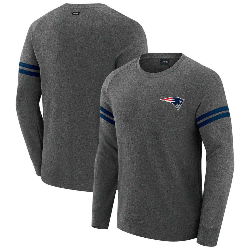 New England Patriots J. Palmer Players Lounge Raglan Tri-Blend Sweatshirt - Dark Heather Gray discount
