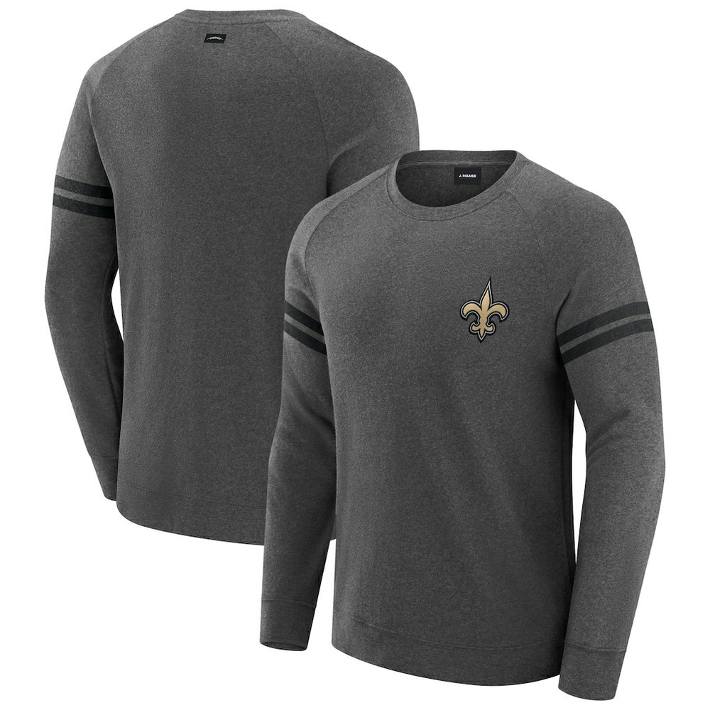 New Orleans Saints J. Palmer Players Lounge Raglan Tri-Blend Sweatshirt - Dark Heather Gray cheap