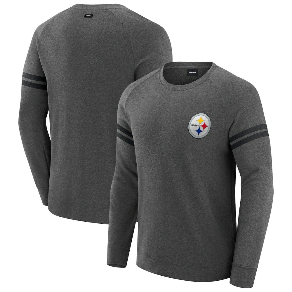 Pittsburgh Steelers J. Palmer Players Lounge Raglan Tri-Blend Sweatshirt - Dark Heather Gray cheap