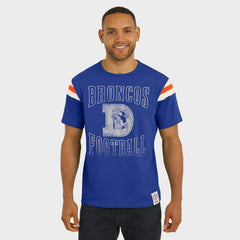 Denver Broncos Darius Rucker Collection Distressed Throwback Shoulder Stripe T-Shirt - Royal cheap