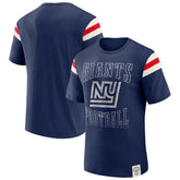 New York Giants Darius Rucker Collection Distressed Throwback Shoulder Stripe T-Shirt - Royal for sale
