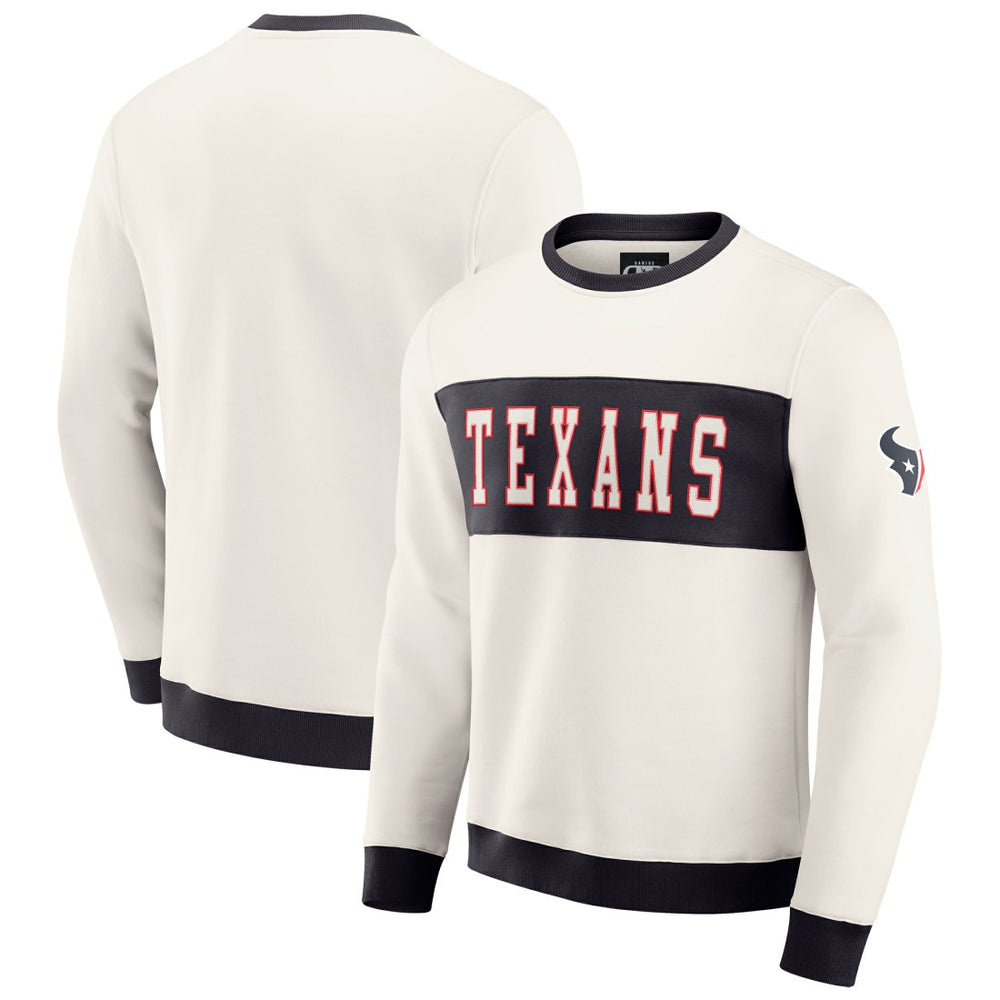 Houston Texans Darius Rucker Collection Colorblock Pullover Sweatshirt - Cream discount
