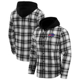 Buffalo Bills NFL x Darius Rucker Collection Plaid Flannel Quilted Full-Snap Hooded Shacket - Black discount