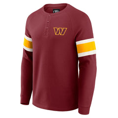 Washington Commanders Darius Rucker Collection Waffle-Knit Raglan Long Sleeve Henley T-Shirt - Burgundy for sale