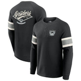 Las Vegas Raiders Darius Rucker Collection Waffle-Knit Raglan Long Sleeve Henley T-Shirt - Black sale