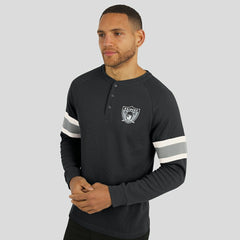 Las Vegas Raiders Darius Rucker Collection Waffle-Knit Raglan Long Sleeve Henley T-Shirt - Black sale