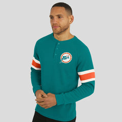 Miami Dolphins Darius Rucker Collection Waffle-Knit Raglan Long Sleeve Henley T-Shirt - Aqua on sale