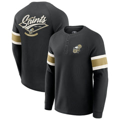 New Orleans Saints Darius Rucker Collection Waffle-Knit Raglan Long Sleeve Henley T-Shirt - Black on sale