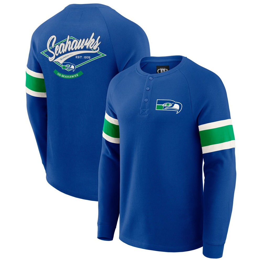 Seattle Seahawks Darius Rucker Collection Waffle-Knit Raglan Long Sleeve Henley T-Shirt - College Navy online