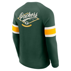 Green Bay Packers Darius Rucker Collection Waffle-Knit Raglan Long Sleeve Henley T-Shirt - Green for sale