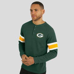Green Bay Packers Darius Rucker Collection Waffle-Knit Raglan Long Sleeve Henley T-Shirt - Green for sale