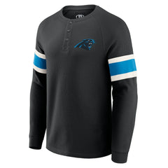 Carolina Panthers Darius Rucker Collection Waffle-Knit Raglan Long Sleeve Henley T-Shirt - Black cheap
