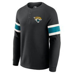 Jacksonville Jaguars Darius Rucker Collection Waffle-Knit Raglan Long Sleeve Henley T-Shirt - Black for sale