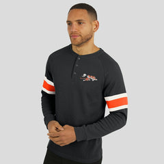 Cincinnati Bengals Darius Rucker Collection Waffle-Knit Raglan Long Sleeve Henley T-Shirt - Black on sale