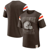 Cleveland Browns Darius Rucker Collection Football Stripe Sleeve T-Shirt - Brown cheap