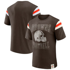 Cleveland Browns Darius Rucker Collection Football Stripe Sleeve T-Shirt - Brown cheap