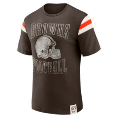 Cleveland Browns Darius Rucker Collection Football Stripe Sleeve T-Shirt - Brown cheap