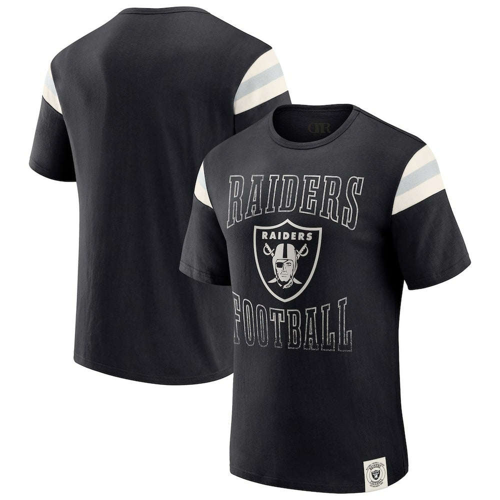 Las Vegas Raiders Darius Rucker Collection Football Stripe Sleeve T-Shirt - Black on sale