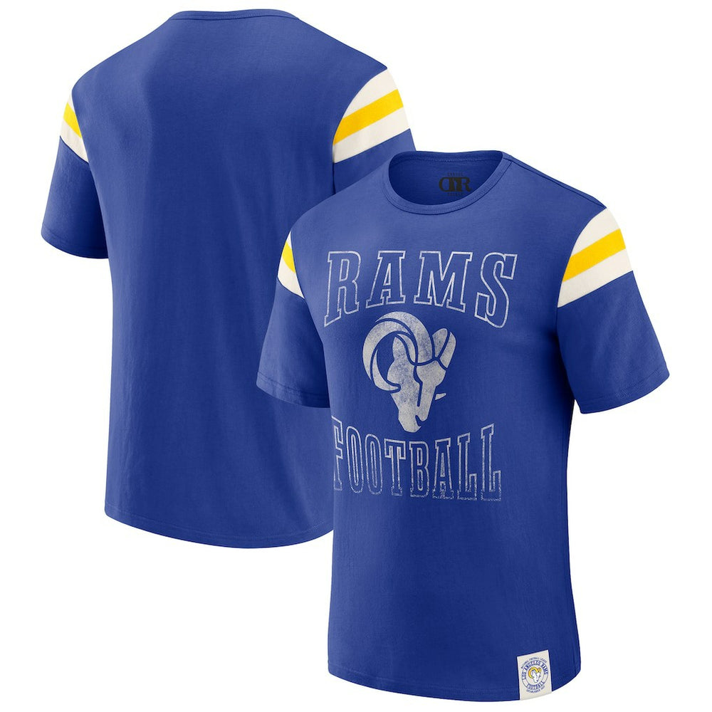 Los Angeles Rams Darius Rucker Collection Football Stripe Sleeve T-Shirt - Royal cheap