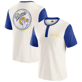Los Angeles Rams Darius Rucker Collection Henley Colorblock Slub Pocket T-Shirt - Cream for sale