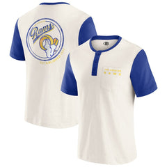 Los Angeles Rams Darius Rucker Collection Henley Colorblock Slub Pocket T-Shirt - Cream for sale