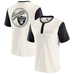Las Vegas Raiders Darius Rucker Collection Henley Colorblock Slub Pocket T-Shirt - Cream on sale