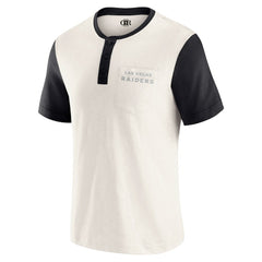 Las Vegas Raiders Darius Rucker Collection Henley Colorblock Slub Pocket T-Shirt - Cream on sale