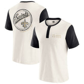 New Orleans Saints Darius Rucker Collection Henley Colorblock Slub Pocket T-Shirt - Cream on sale