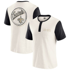 New Orleans Saints Darius Rucker Collection Henley Colorblock Slub Pocket T-Shirt - Cream on sale