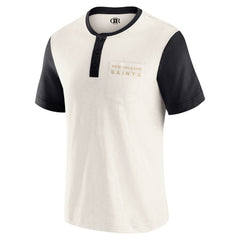 New Orleans Saints Darius Rucker Collection Henley Colorblock Slub Pocket T-Shirt - Cream on sale