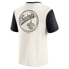 New Orleans Saints Darius Rucker Collection Henley Colorblock Slub Pocket T-Shirt - Cream on sale