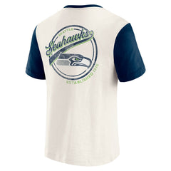 Seattle Seahawks Darius Rucker Collection Henley Colorblock Slub Pocket T-Shirt - Cream on sale