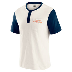 Denver Broncos Darius Rucker Collection Henley Colorblock Slub Pocket T-Shirt - Cream for sale