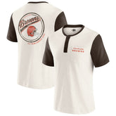 Cleveland Browns Darius Rucker Collection Henley Colorblock Slub Pocket T-Shirt - Cream for sale