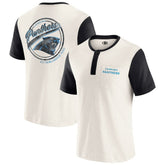 Carolina Panthers Darius Rucker Collection Henley Colorblock Slub Pocket T-Shirt - Cream on sale