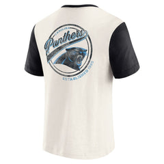 Carolina Panthers Darius Rucker Collection Henley Colorblock Slub Pocket T-Shirt - Cream on sale