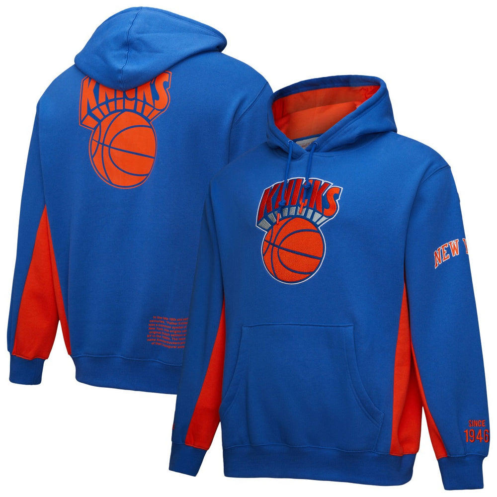 New York Knicks Hardwood Classics Team Origins Fleece Pullover Hoodie - Blue for sale