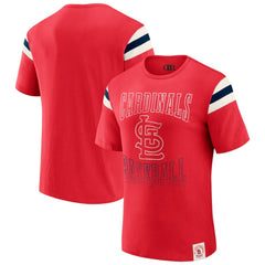 St. Louis Cardinals Darius Rucker Collection Distressed Sleeve Stripe T-Shirt Red