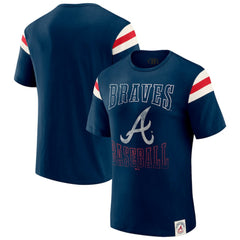 Atlanta Braves Darius Rucker Collection Distressed Sleeve Stripe T-Shirt Navy