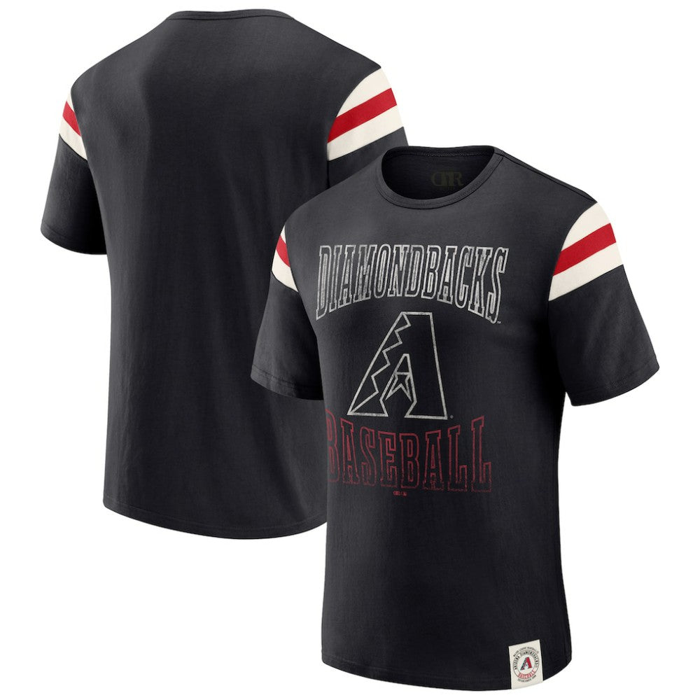 Arizona Diamondbacks Darius Rucker Collection Distressed Sleeve Stripe T-Shirt Black