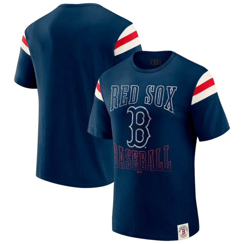 Boston Red Sox Darius Rucker Collection Distressed Sleeve Stripe T-Shirt Navy