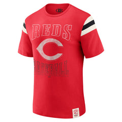 Cincinnati Reds Darius Rucker Collection Distressed Sleeve Stripe T-Shirt Red