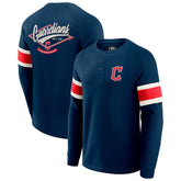 Cleveland Guardians Darius Rucker Collection Waffle-Knit Raglan Long Sleeve Henley T-Shirt Navy